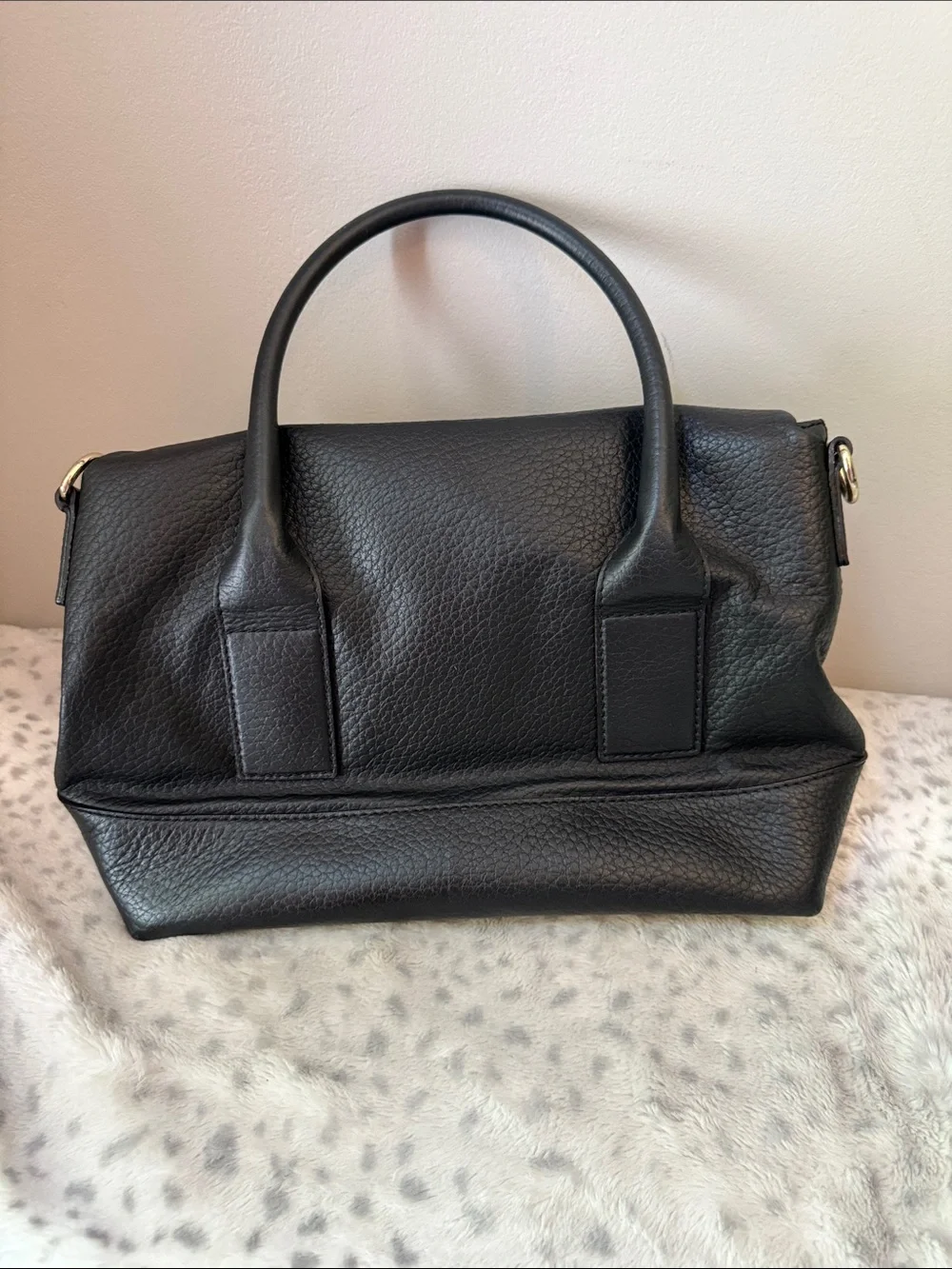 kate spade Black Pebbled Leather Top-Handle Satchel with Gold Hardware